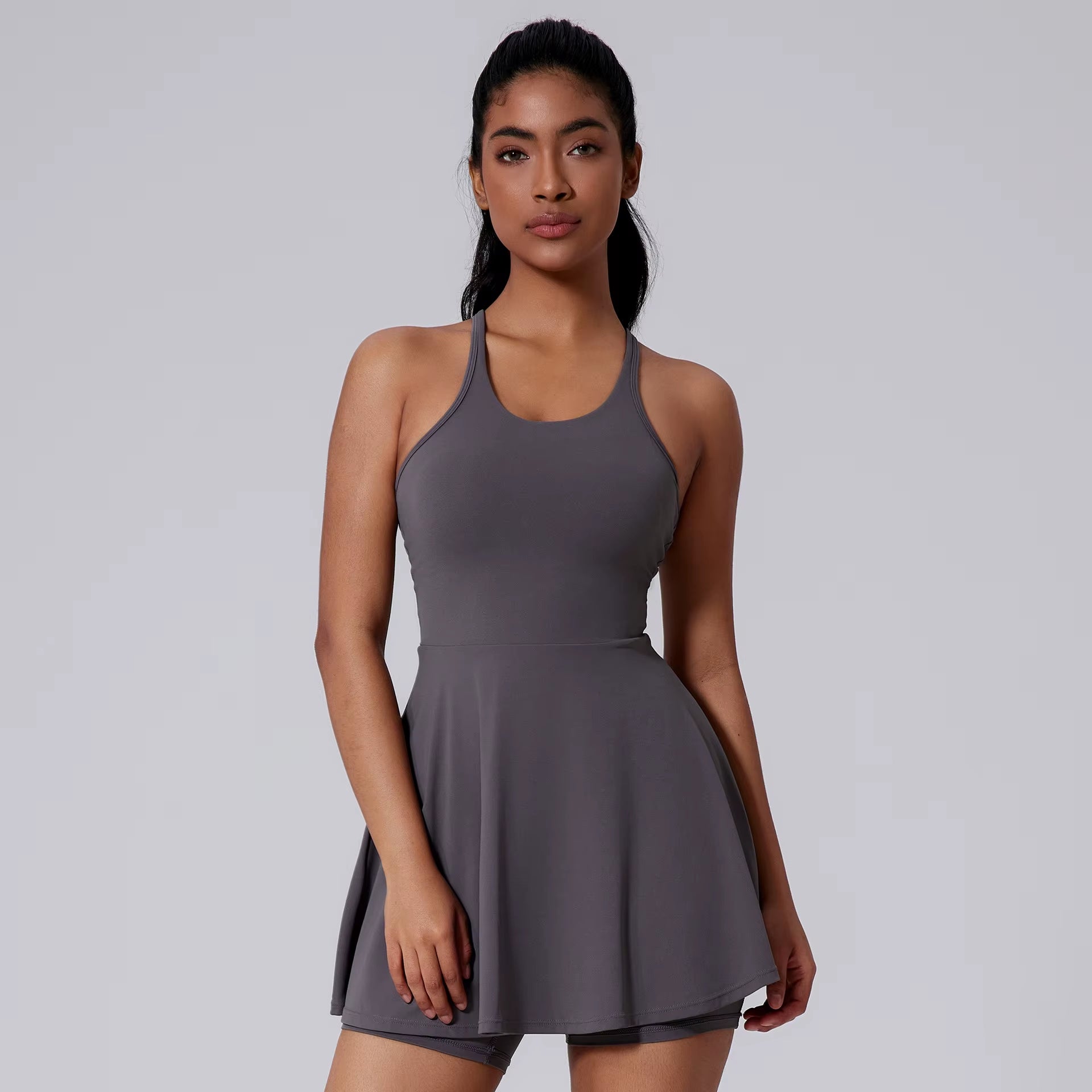 Women'S Breathable Sleeveless Tennis Dress Shorts Sexy Backless Design with Custom Logo Front Golf Skirts for Running Workout