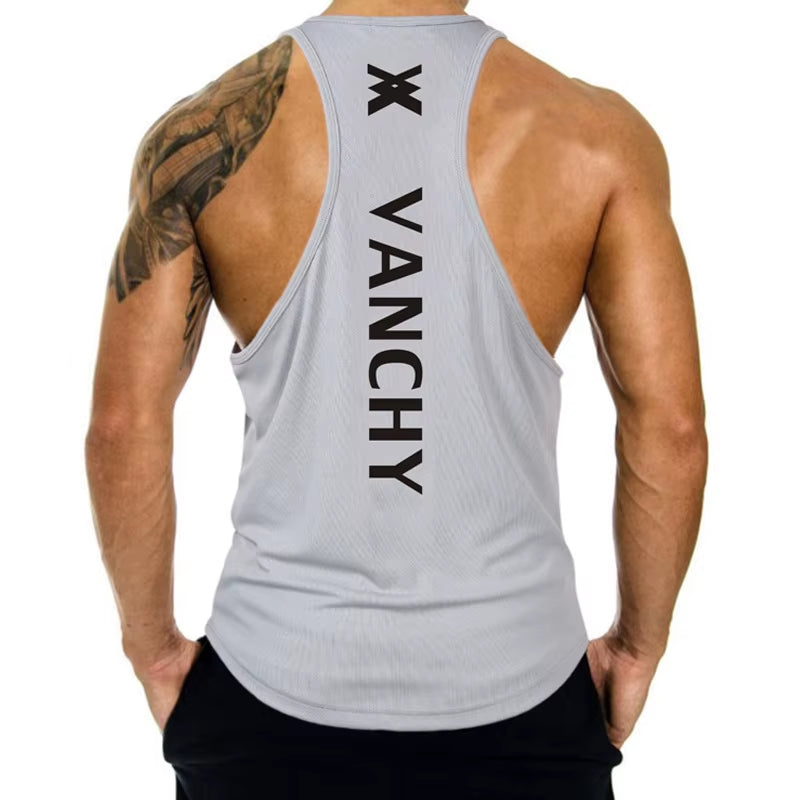 Men'S Running Training Muscle Tank Top European and American Waistcoat Sleeveless Top Quick Drying Tank Top