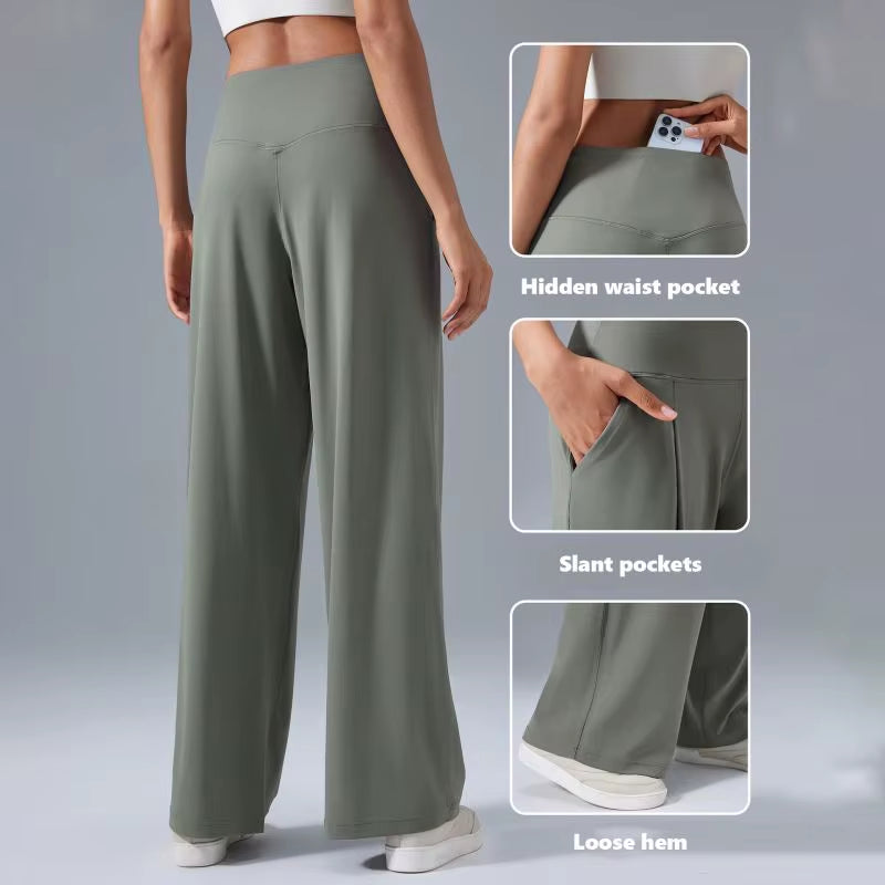 Women'S Casual Gym Fitness Workout Yoga Leggings Comfortable with Elastic Waist Closure Loose Hem Print Pattern Logo on Waist