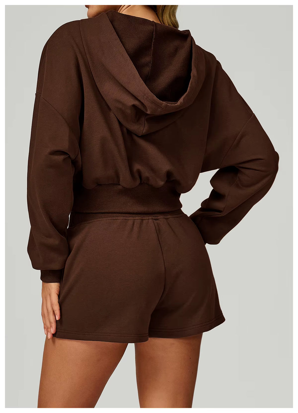 Women'S Loose Casual Crop Hoodies Full Zipper Breathable Sports Jacket Hood Autumn Long Sleeve Sweatshirts Custom Logo Knitted