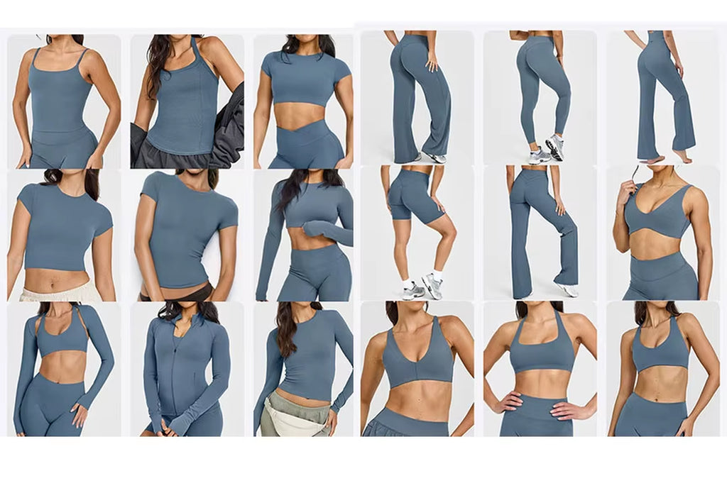 Naked Crewneck Shoulder Nine Quarter Sleeve Slim-Fit Casual Fitness Sports Top Yoga Clothes Breathable for Women