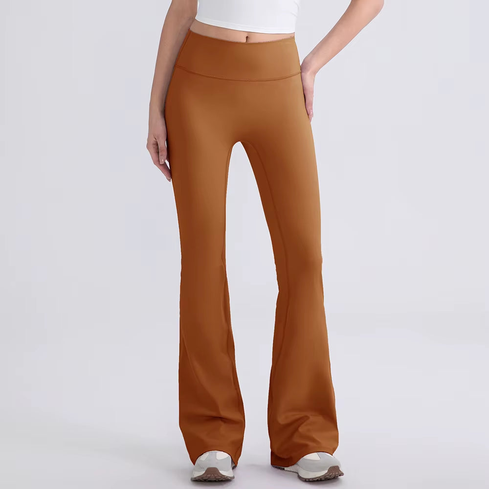 Yoga Flared Pants High Waist Solid Breathable Wrinkle-Resistant Yoga Fitness Leggings Women