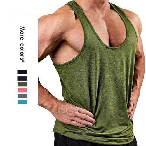Wholesale High Quality Custom Logo Printing Polyester Cool Fabric Low O-Neck Vest Summer Mens Stringer Tank Top
