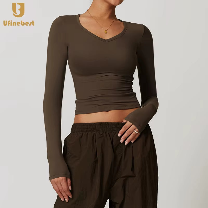 Custom Logo Nylon Sleeve Workout Crop Top for Women Breathable Quick-Drying Fitness T-Shirt with plus Size Option