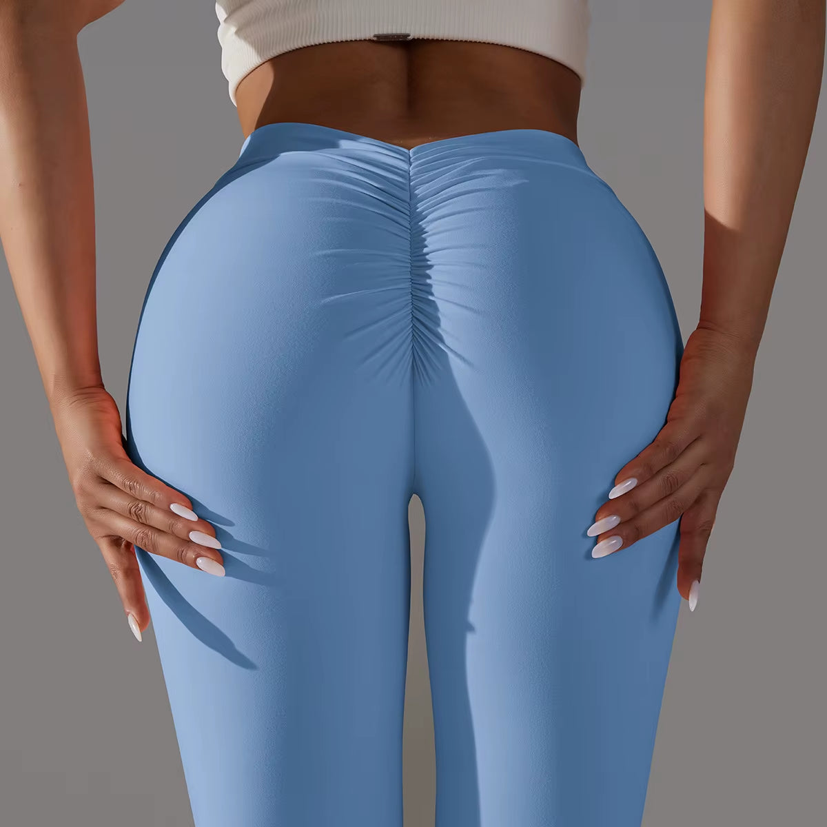 V-Waist Scrunch Bottom Solid Yoga Pants Peach Hip up Sports Running Fitness Tight Women Leggings