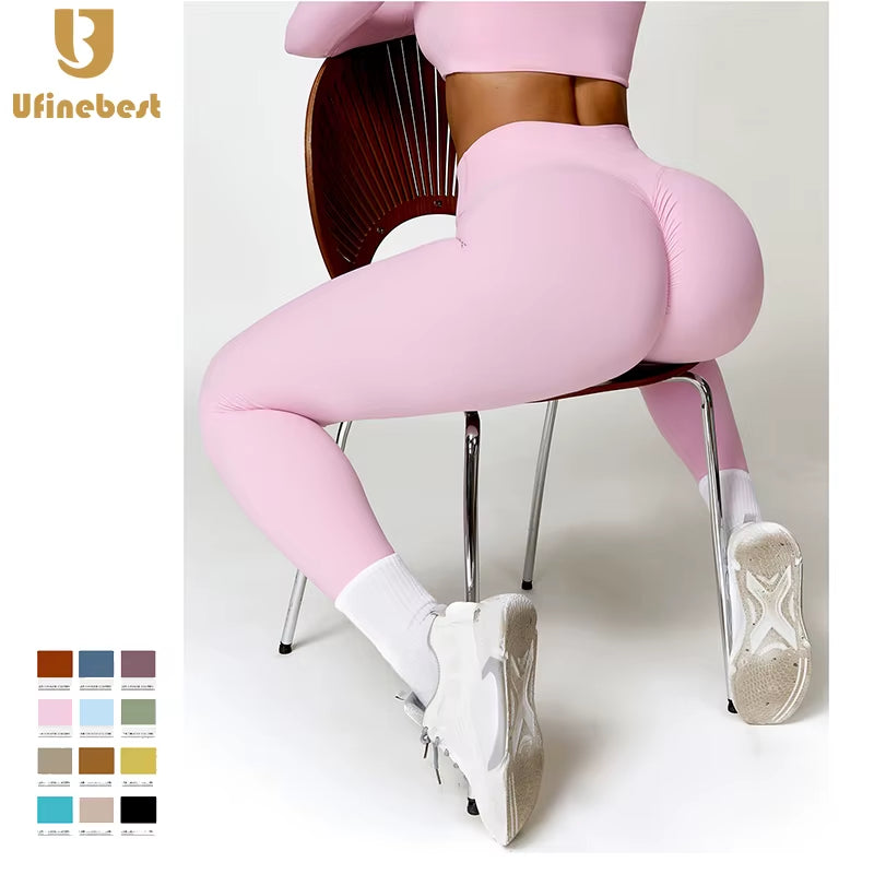 High Waist Autumn Winter High Quality Plaid Stretchy Hip Lifting Tummy Control Yoga Leggings for Women