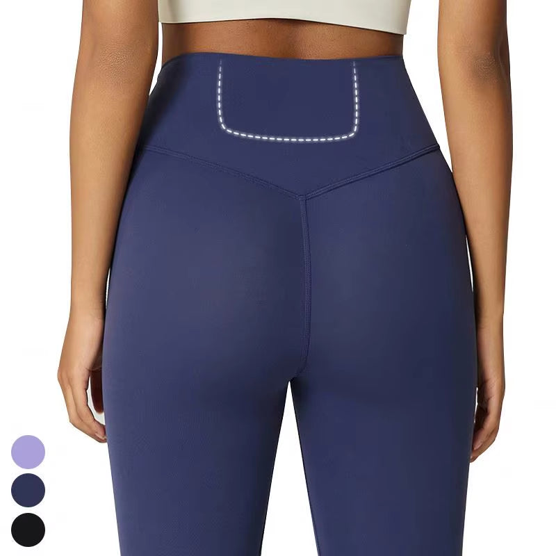 V Waistband Workout Gym Fitness Pants Tummy Hidden Back Pocket Sports Butt Lift High Waist Yoga Leggings for Women