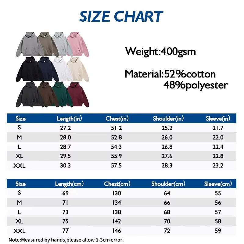 Men's Oversized Fleece Hoodie – 400GSM Cotton Blend Pullover