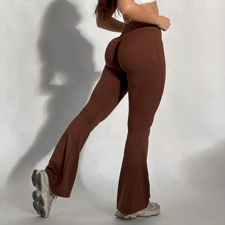 Women's High-Waist Scrunch Butt Flare Pants 