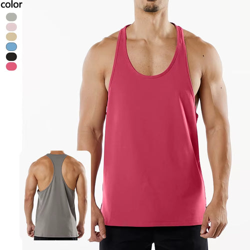 Racer Back Singlet Cotton Running Men'S Gym Top Loose Sports Vest Sportswear Casual Mens Fitness Workout Sleeveless Tank Tops