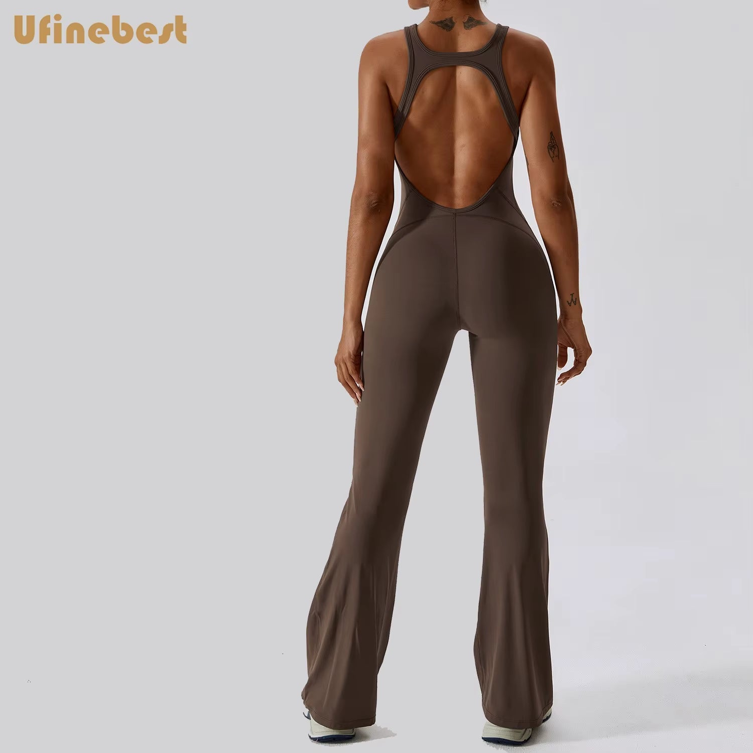 Custom Tight Fitting Yoga Suit Dance Hip Lifting Yoga Flare Pants One Piece Yoga Fitness Jumpsuit for Women