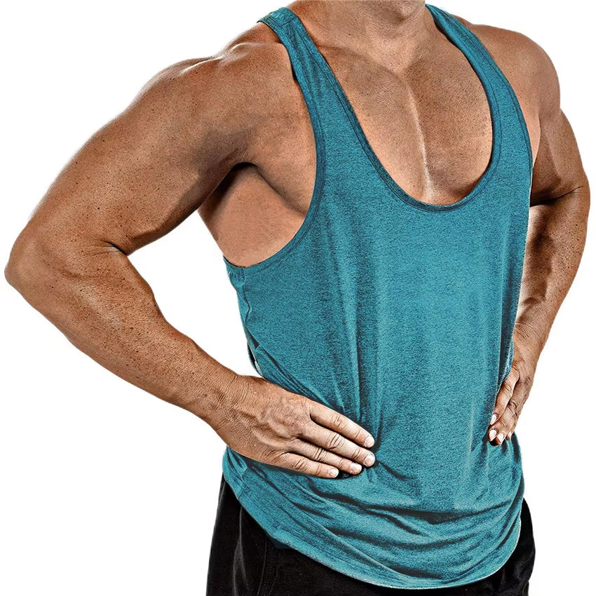 Wholesale High Quality Custom Logo Printing Polyester Cool Fabric Low O-Neck Vest Summer Mens Stringer Tank Top