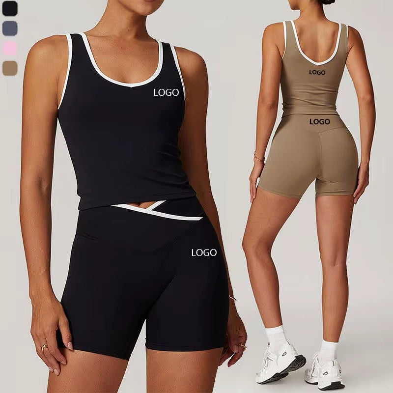 Sleeveless Workout Activewear Yoga Bra Top Gym Shorts Backless Fitness Sports Bras Women