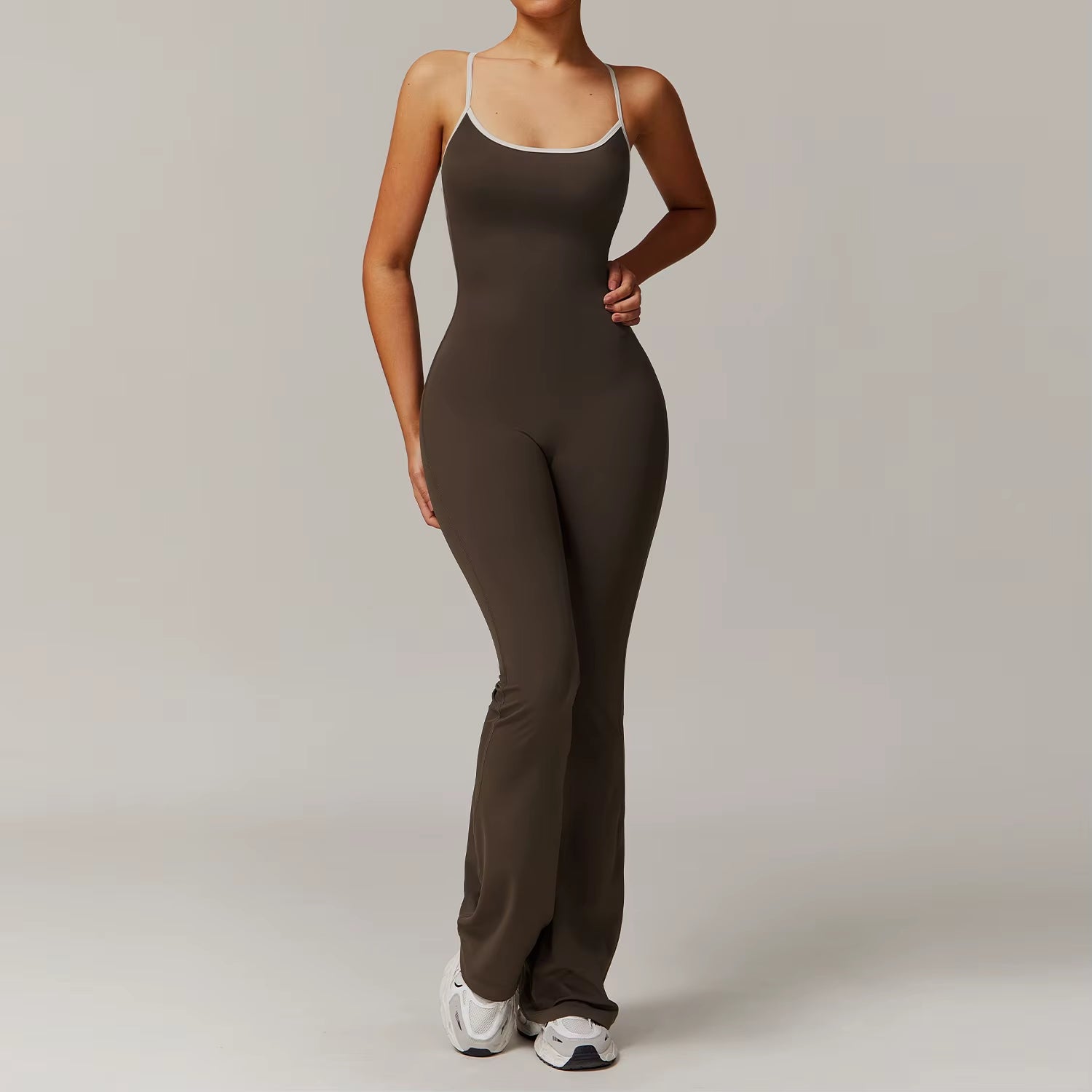 Gym Workout Romper Quick Dry One Piece Yoga Flared Leggings Women'S Jumpsuits Onesie Workout Stretchy Jumpsuit