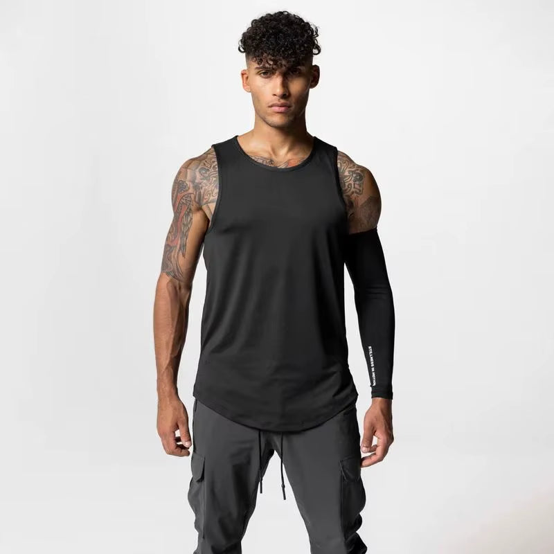 Wholesale Custom Logo High Quality Fashion Men Running Workout Mesh Vest Gym Tank Top Men Outdoor Fitness Tank Tops