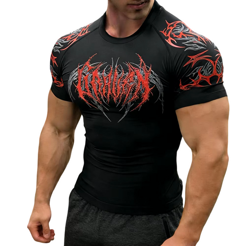 Gothic Metal Compression Shirt - Death Metal Logo Gym Tee