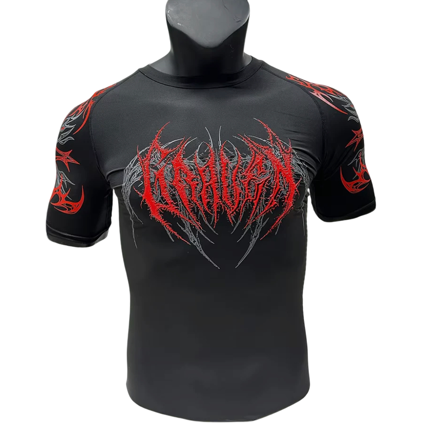 Gothic Metal Compression Shirt - Death Metal Logo Gym Tee