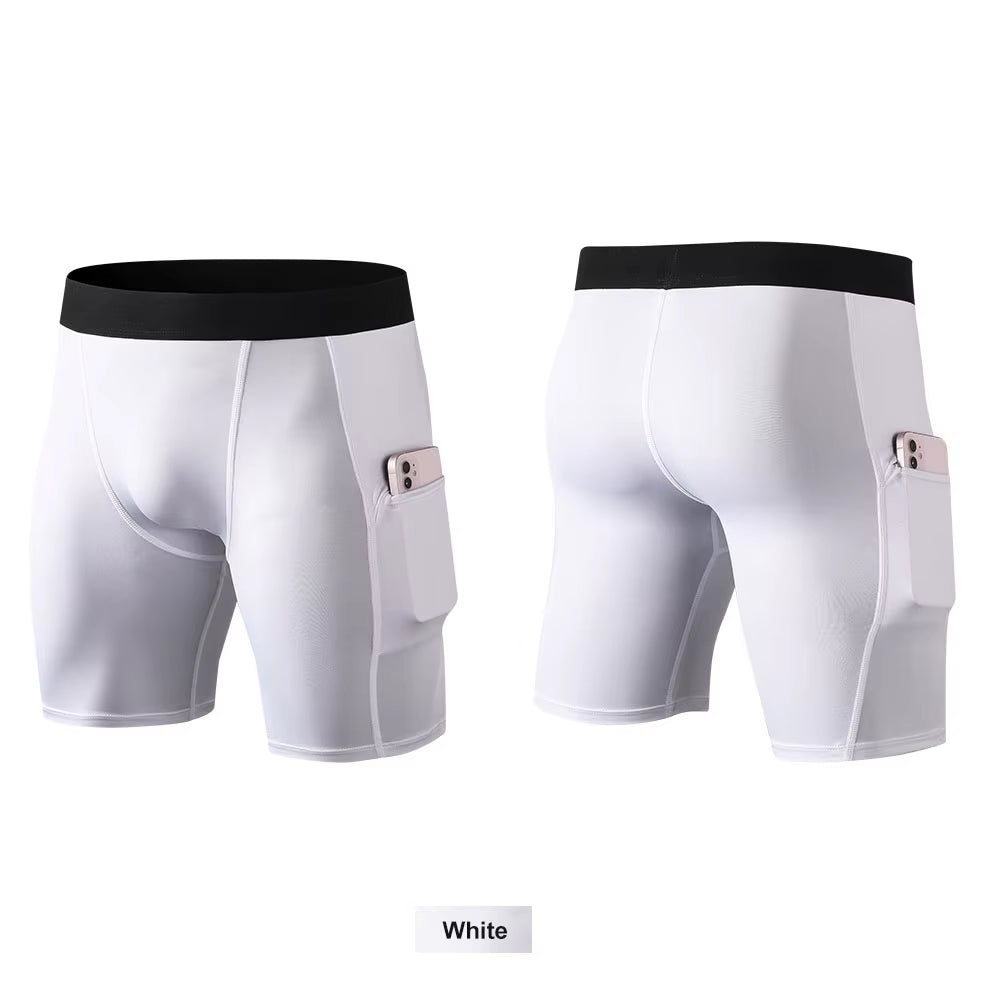 Custom Athletic Booty Compression Jogger Workout Sports Cycling Running Men Boxer Sweat Gym Biker Shorts with Pocket