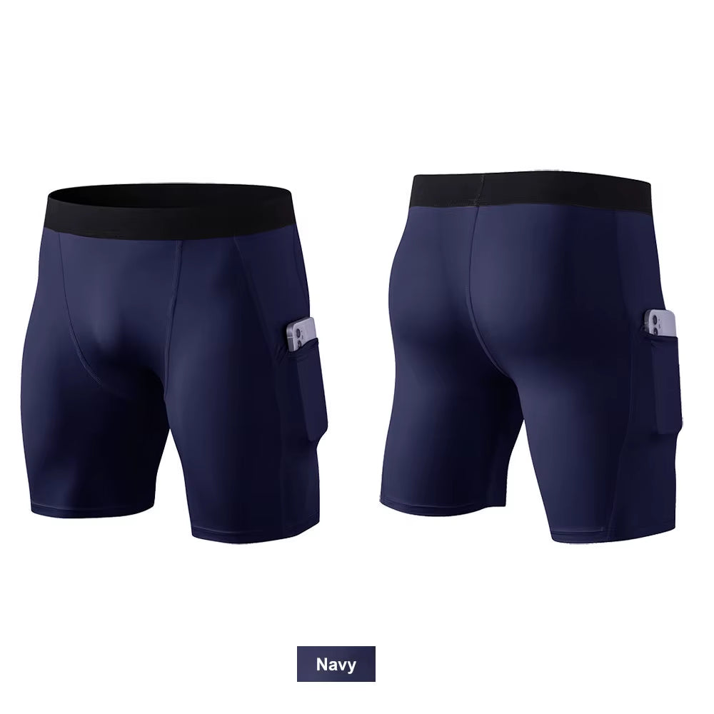 Custom Athletic Booty Compression Jogger Workout Sports Cycling Running Men Boxer Sweat Gym Biker Shorts with Pocket