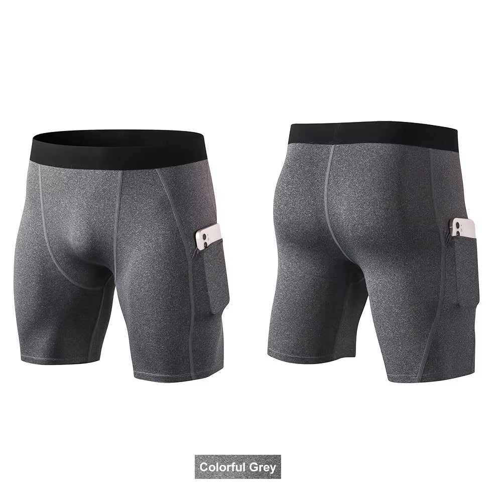 Custom Athletic Booty Compression Jogger Workout Sports Cycling Running Men Boxer Sweat Gym Biker Shorts with Pocket