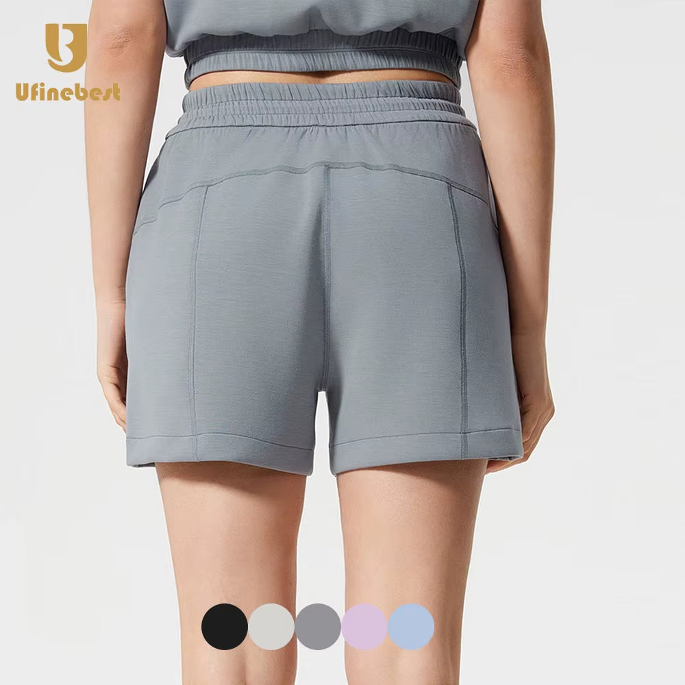 High Waist Sports Side Pockets Women'S Loose Drawstring Waistband Casual for Gym Running Shorts Wholesale Fitness Shorts