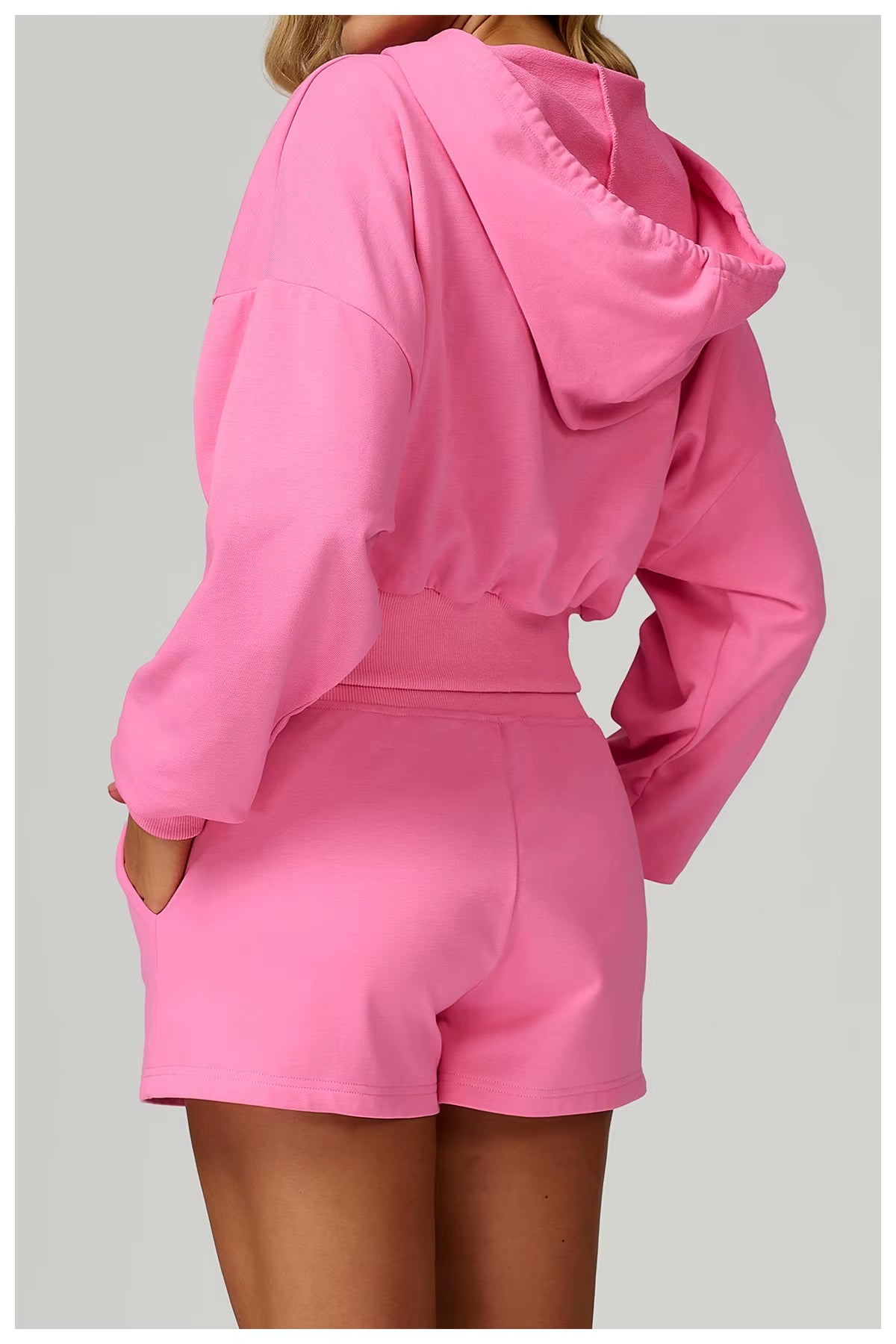 Women'S Loose Casual Crop Hoodies Full Zipper Breathable Sports Jacket Hood Autumn Long Sleeve Sweatshirts Custom Logo Knitted