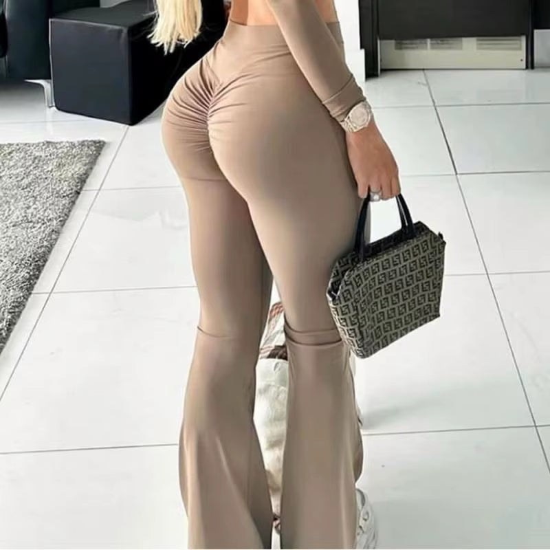 Women's High-Waist Scrunch Butt Flare Pants 