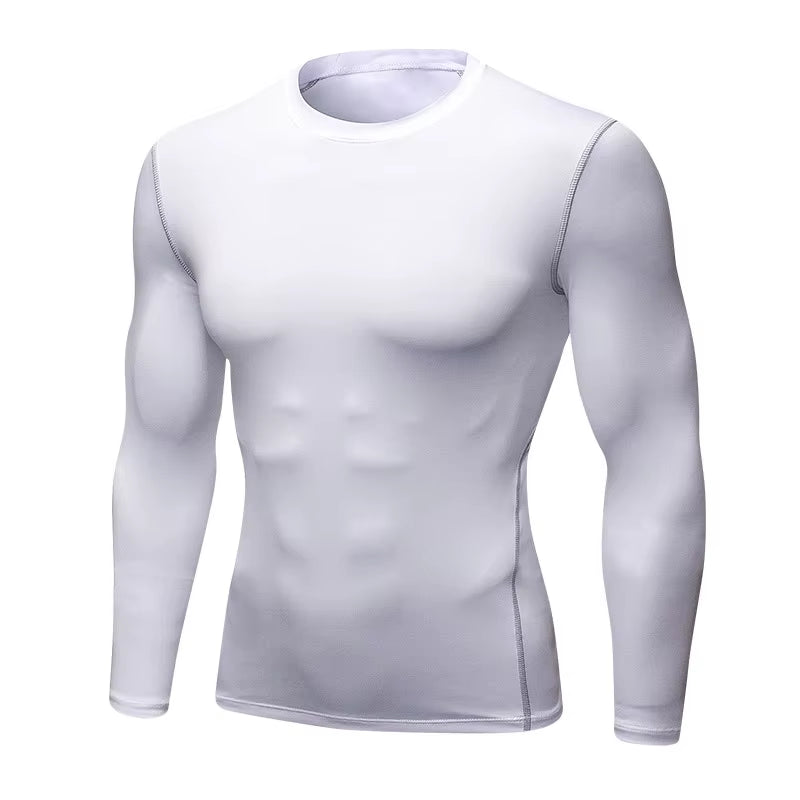 Wholesale Men'S Long Sleeve Fitness Thermal Gym Sport Compression T-Shirt Solid Pattern Sports Underwear for Weight Loss