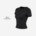 Solid Nude-Feel Yoga Top Casual Fitness T-Shirt Neck Slim Fit Quick-Drying Sports Cycling Short T Shirts for Summer