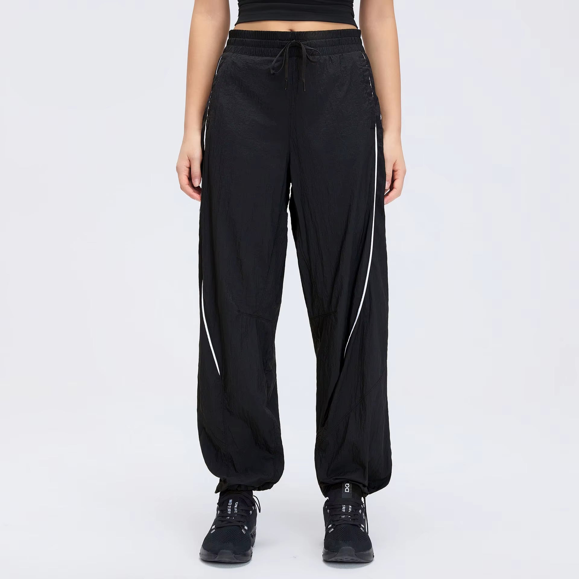 Spring Summer New Vintage Loose Straight Casual Nylon Thin Breathable Quick-Drying Leg Mid-Waist Sports Pants Women