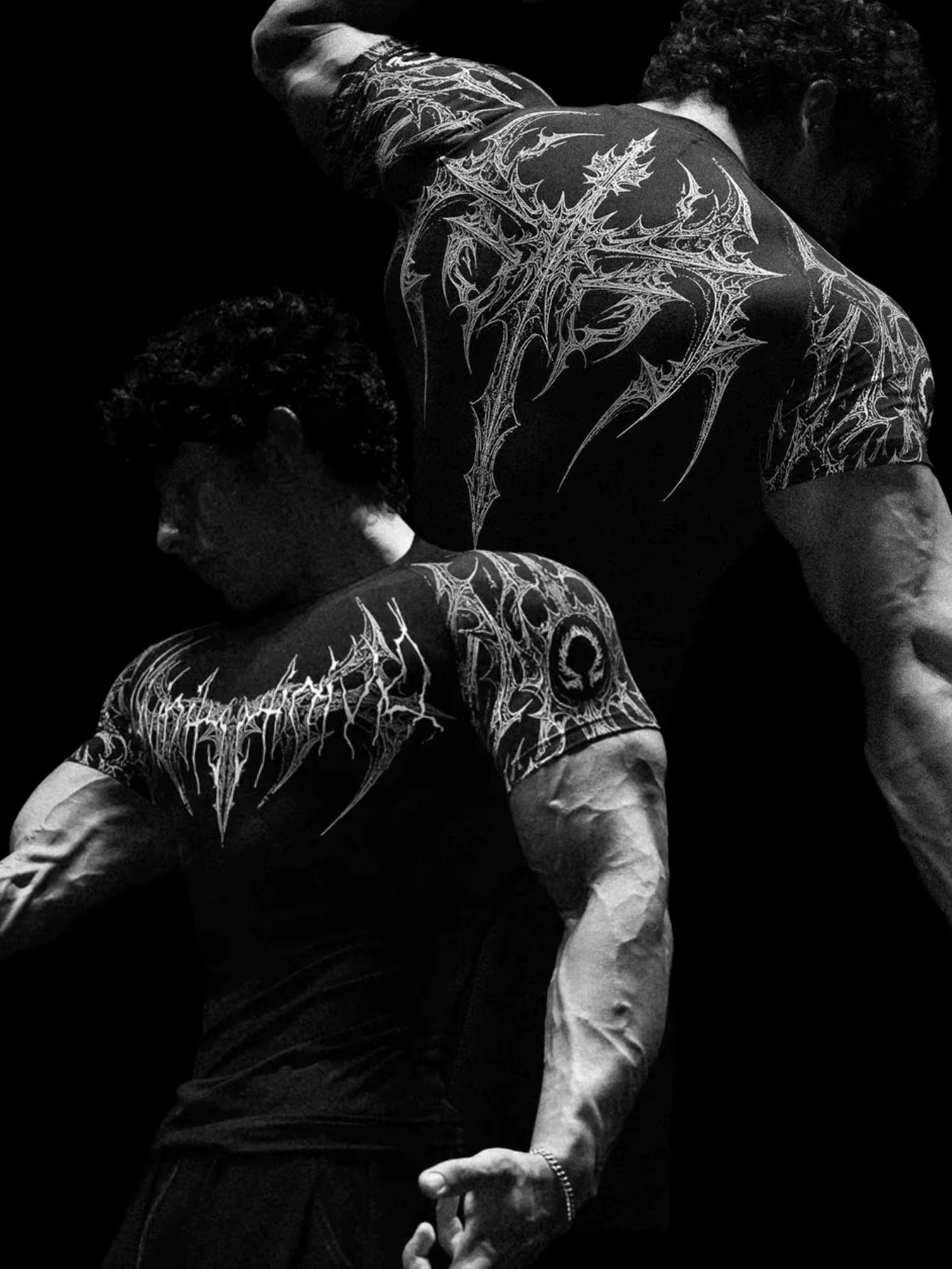 Men'S Compression Gothic Print Sports Top Stylish Quick-Dry Fitted Short Sleeve Gym T-Shirt for Running and Fitness Running