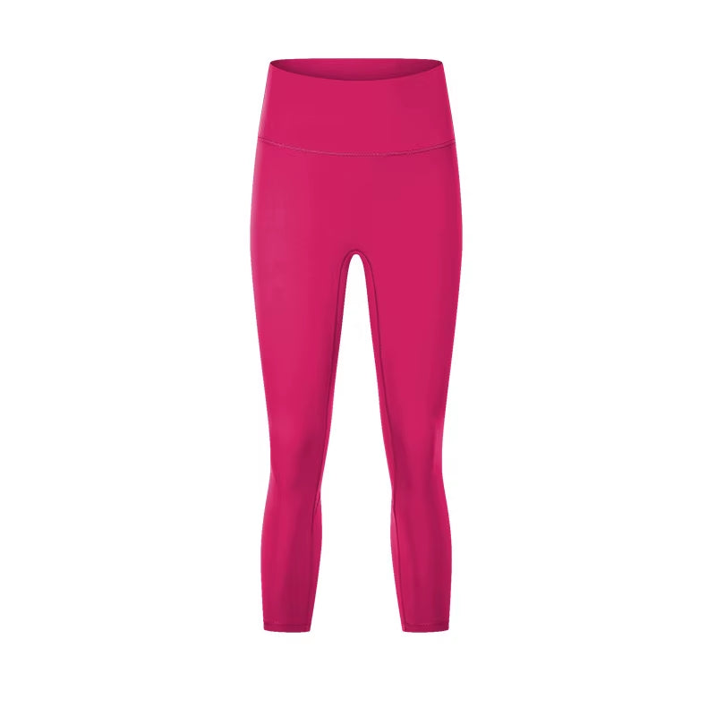 21-Inch High Quality Scrunch Butt Yoga Capri Pants for Women Elastic Waist Sports Fitness Running Leggings Solid Pattern