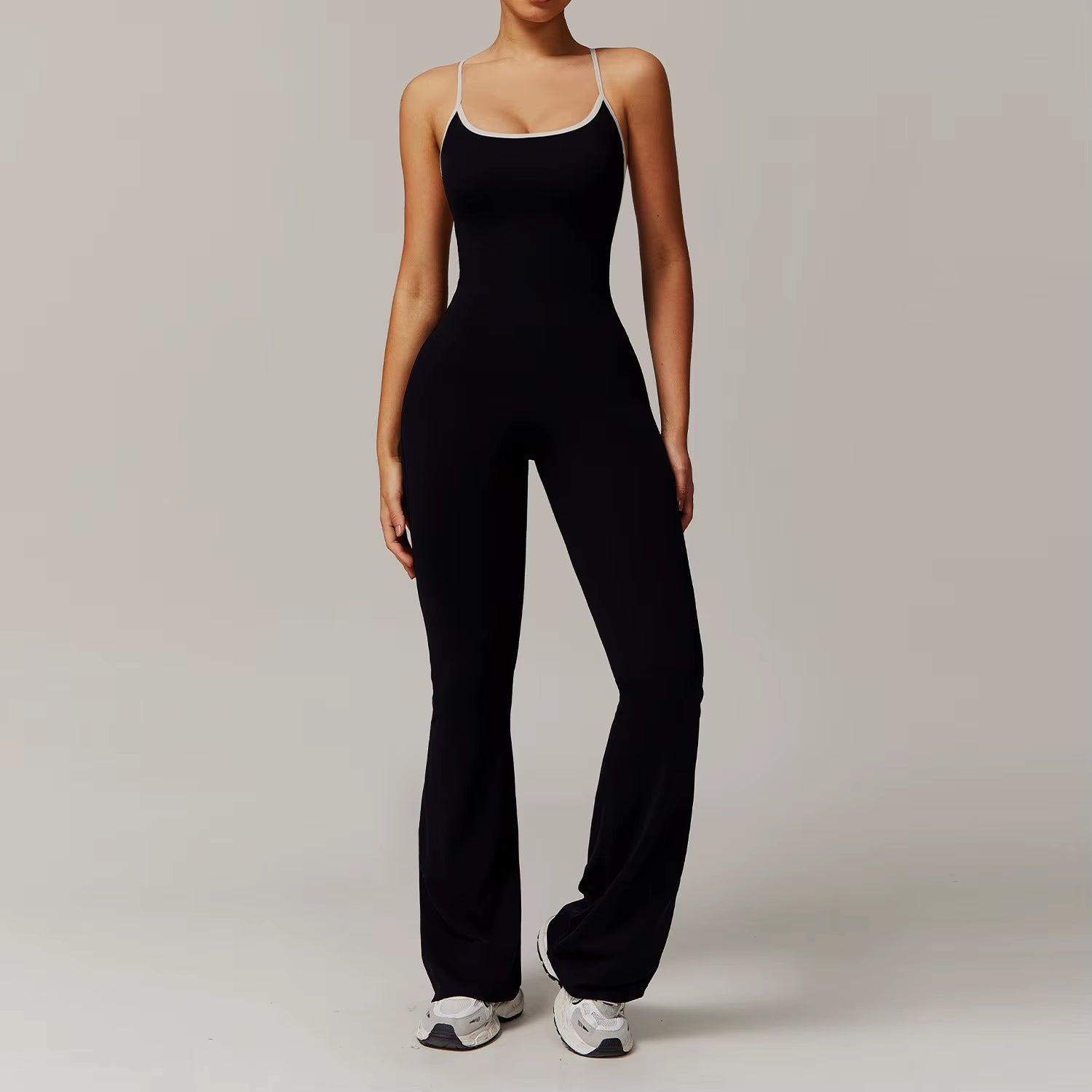 Gym Workout Romper Quick Dry One Piece Yoga Flared Leggings Women'S Jumpsuits Onesie Workout Stretchy Jumpsuit