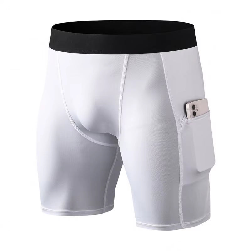 Custom Athletic Booty Compression Jogger Workout Sports Cycling Running Men Boxer Sweat Gym Biker Shorts with Pocket