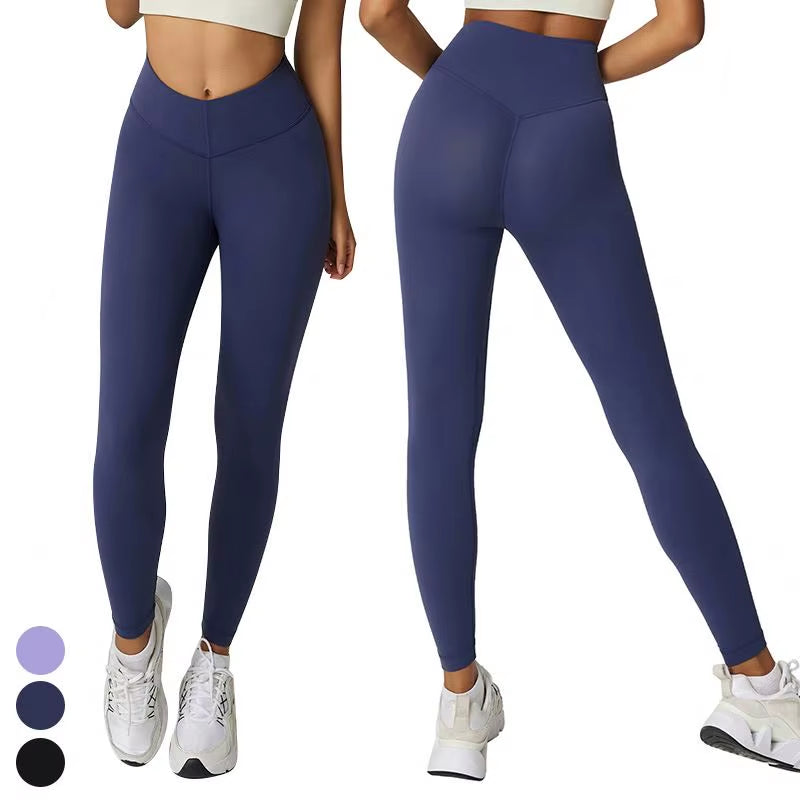 V Waistband Workout Gym Fitness Pants Tummy Hidden Back Pocket Sports Butt Lift High Waist Yoga Leggings for Women