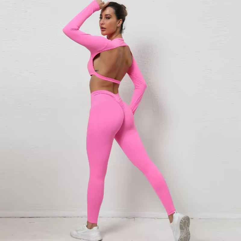 2024 Activewear Gym Wear Backless Long Sleeve for Women Long Sleeve Gym Yoga Sports Long Sleeve Shirts with Thumb Holes