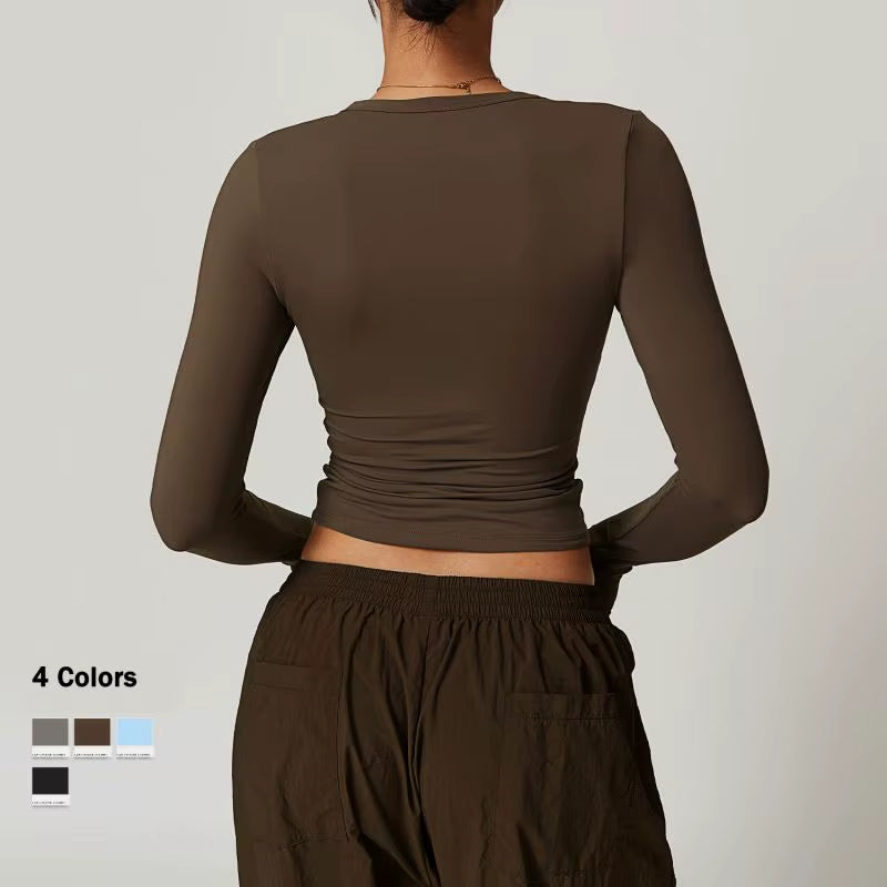 Custom Logo Nylon Sleeve Workout Crop Top for Women Breathable Quick-Drying Fitness T-Shirt with plus Size Option