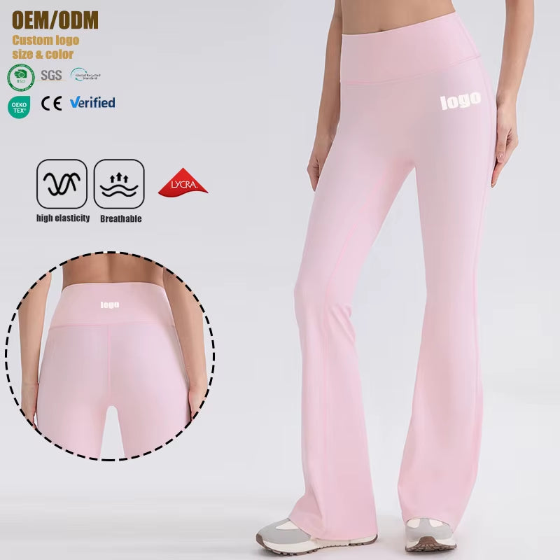 Yoga Flared Pants High Waist Solid Breathable Wrinkle-Resistant Yoga Fitness Leggings Women