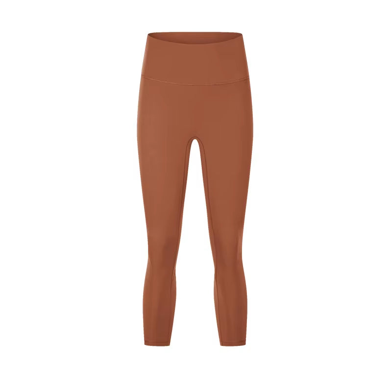 21-Inch High Quality Scrunch Butt Yoga Capri Pants for Women Elastic Waist Sports Fitness Running Leggings Solid Pattern