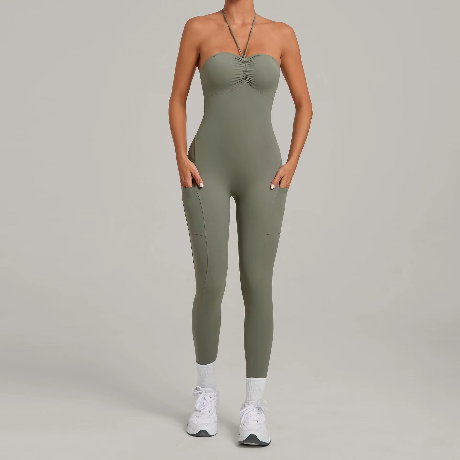 Outdoor Running Fitness Sports Gym Strap Full Length Yoga Jumpsuits