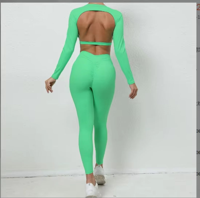 2024 Activewear Gym Wear Backless Long Sleeve for Women Long Sleeve Gym Yoga Sports Long Sleeve Shirts with Thumb Holes