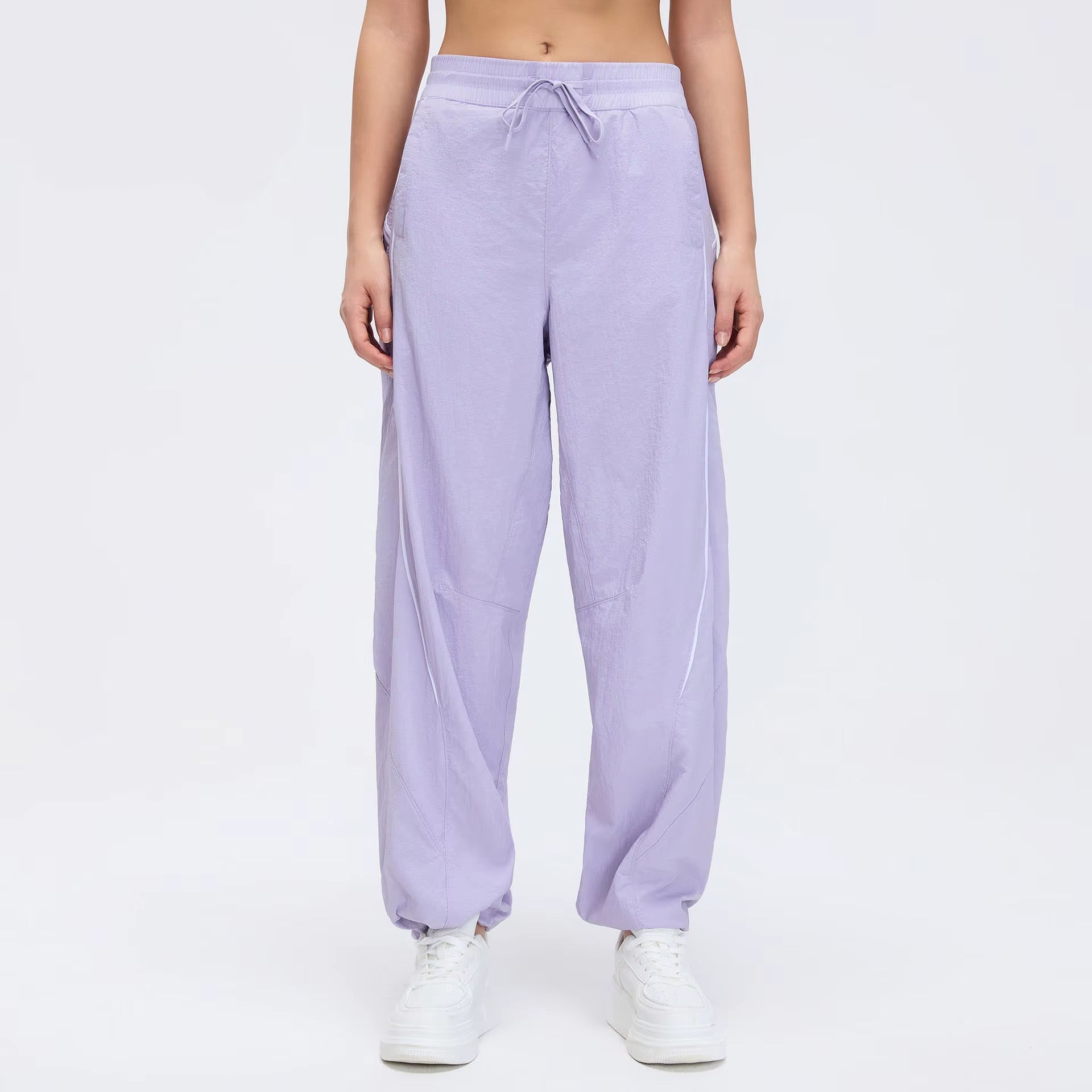 Spring Summer New Vintage Loose Straight Casual Nylon Thin Breathable Quick-Drying Leg Mid-Waist Sports Pants Women