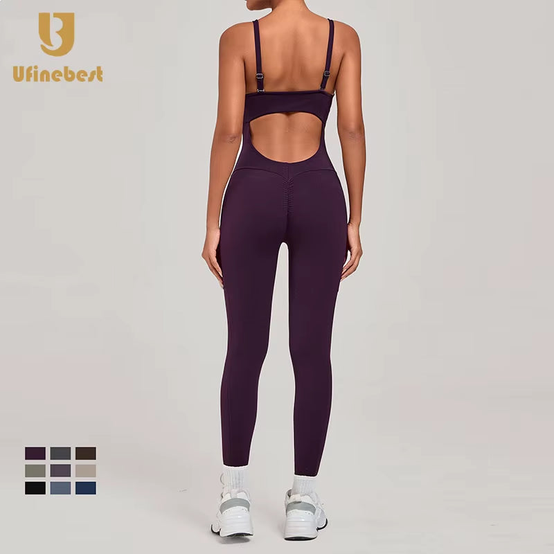 Outdoor Running Fitness Sports Gym Strap Full Length Yoga Jumpsuits