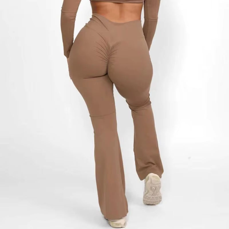 Women's High-Waist Scrunch Butt Flare Pants 