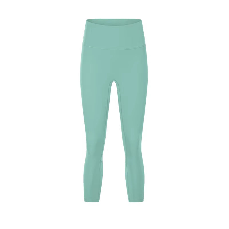 21-Inch High Quality Scrunch Butt Yoga Capri Pants for Women Elastic Waist Sports Fitness Running Leggings Solid Pattern