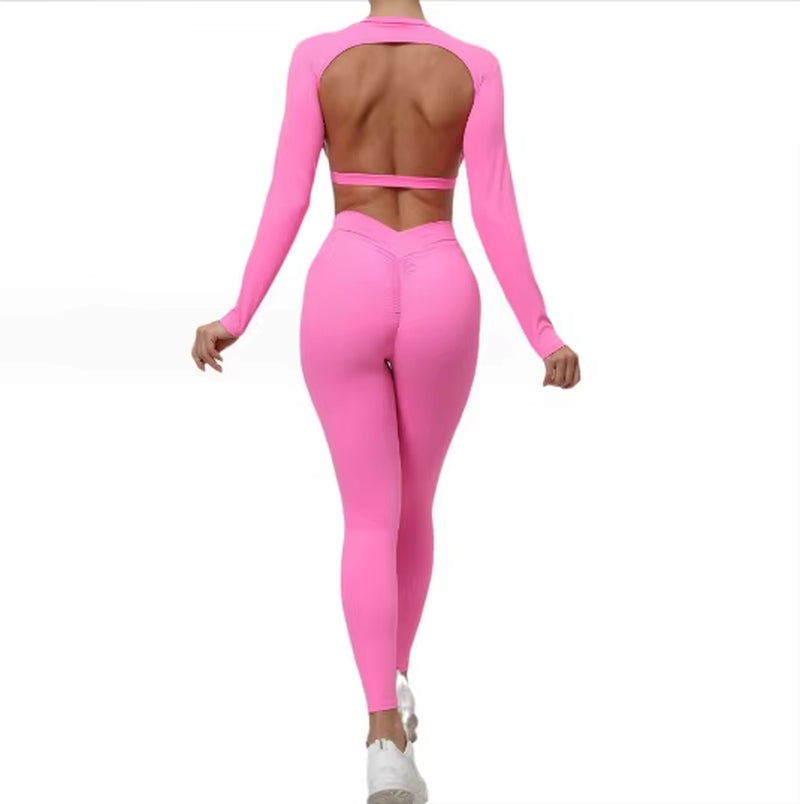 2024 Activewear Gym Wear Backless Long Sleeve for Women Long Sleeve Gym Yoga Sports Long Sleeve Shirts with Thumb Holes