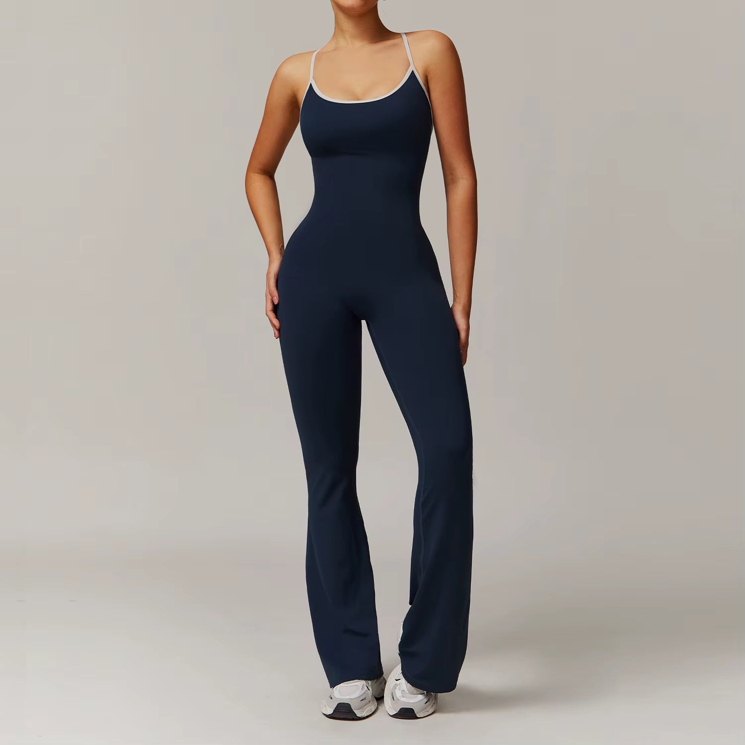 Gym Workout Romper Quick Dry One Piece Yoga Flared Leggings Women'S Jumpsuits Onesie Workout Stretchy Jumpsuit