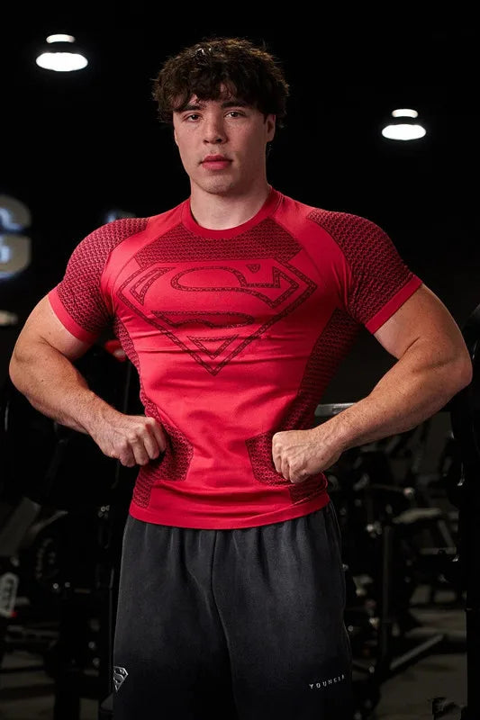 Textured Super Compression Tee – Men’s Quick-Dry Muscle Fit Gym & Training Shirt