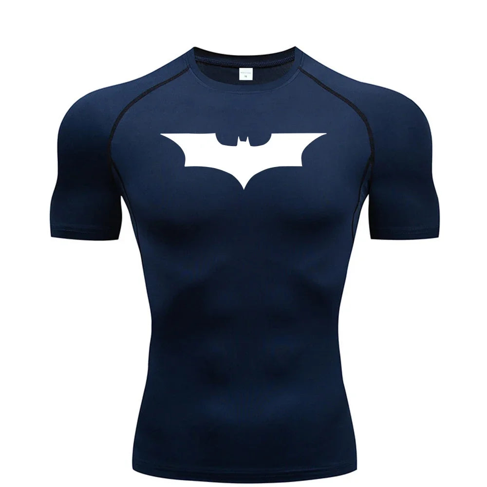 Elevate Your Workout with the GJZ-1024188 Men's Bat-Printed Compression T-Shirt - Perfect for Summer Gym and Casual Wear!
