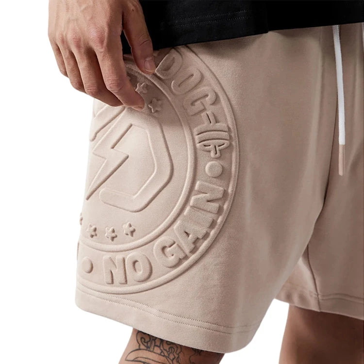 Custom 3D Embossed Logo Mens Shorts Mid Waist Elastic Closure Polyester/Cotton Material with Printed Pattern Decoration